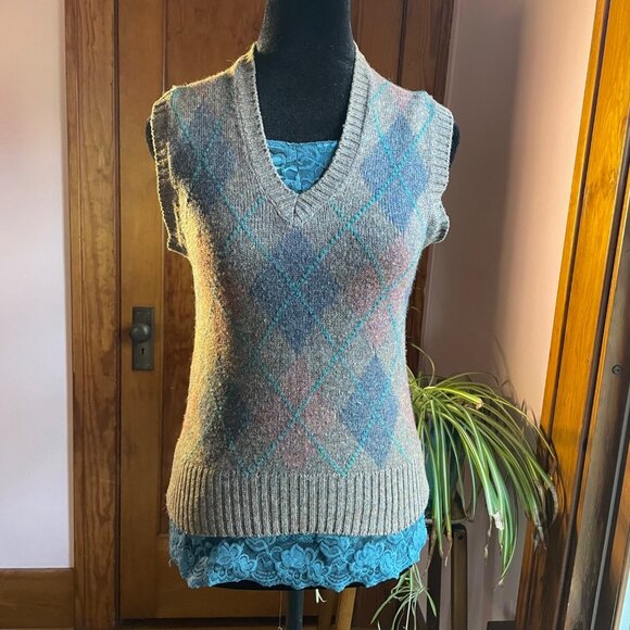 Y2K Teal Lace Trim Crinkle Cami Sz. S Coquette Fairycore Mermaidcore Layering - Picture 11 of 11